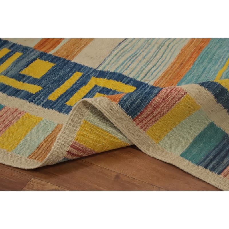 Hand Woven Oriental 100% Wool Carpet Southwestern Tribal Multi-Colored Kilim Area Rug - 12' 0'' X 8' 9''