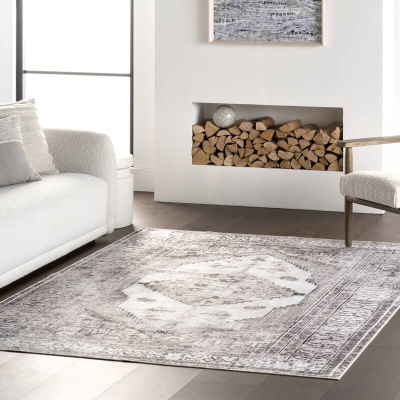 Nuloom Khalani SplashGuard Machine Washable Area Rug - 6' x 9' - Grey