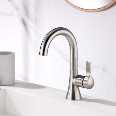 Luxier BSH11-S Single Handle Single Hole Bathroom Faucet with Drain