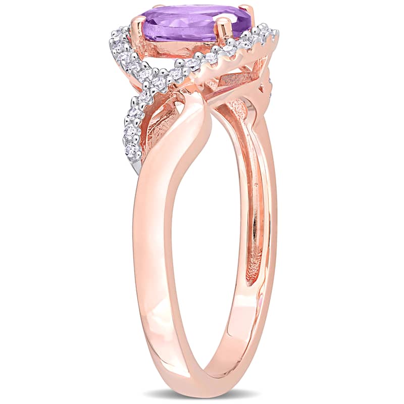 Miadora 10k Rose Gold Amethyst and 1/6ct TDW Diamond Halo Infinity Ring