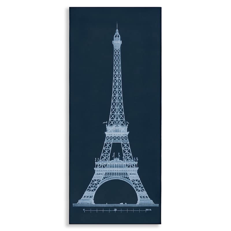 Stupell White Parisian Tower on Blue Canvas Wall Art Design By Phillipa Katz - 17 x 40