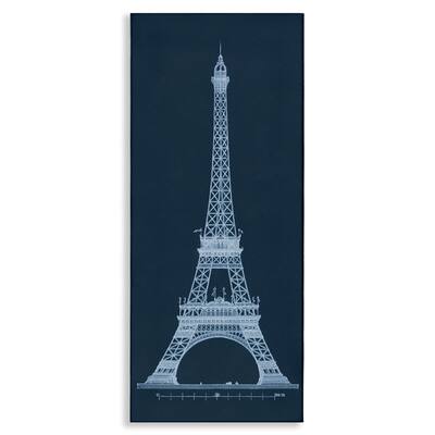 Stupell White Parisian Tower on Blue Canvas Wall Art Design By Phillipa Katz