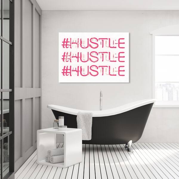 Oliver Gal undefinedHustle Dayundefined Typography and Quotes Wall Art  Canvas Print Inspirational Quotes and Sayings Pink, White 32479398