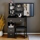 preview thumbnail 12 of 12, Small Vanity Desk with Sliding Mirror and Stool, Compact Makeup Table with Drawer and Storage for Small Spaces