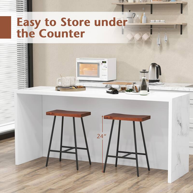 Gymax Saddle-Seat Bar Stool 2 Set Counter Height Bar Stools w/ Curved