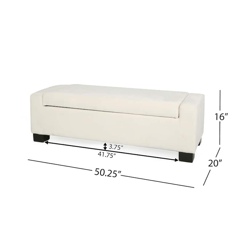 50" Ottoman Bench in Textured Fabric, Rectangular Design with Hinged Lid for Seating, Footrest, and Hidden Storage