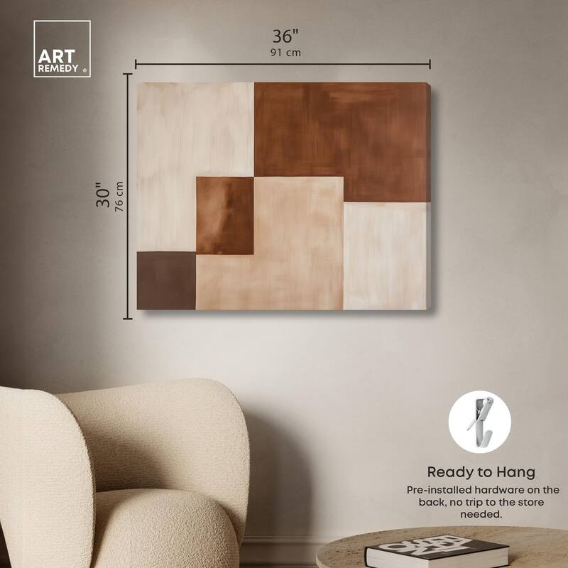 Cream and Brown Panels III Canvas by Art Remedy, Gallery Wrapped