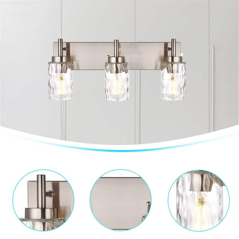 3-Light Vanity Light with Hammered Glass