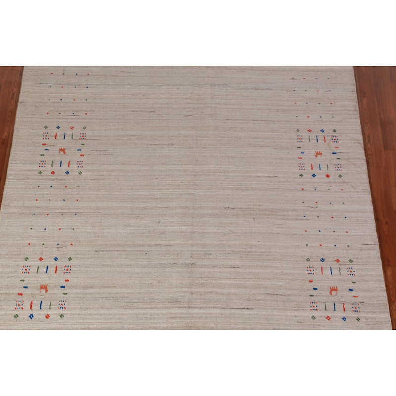 Tribal Gabbeh Oriental Area Rug Hand-Knotted Wool Carpet - 5'9"x 9'0"