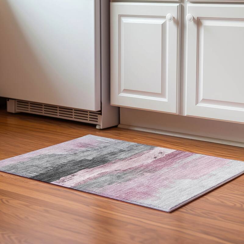 Premium Washable Super Soft Modern Glam Mayfield Rug - Pink - 1'8" x 2'6"