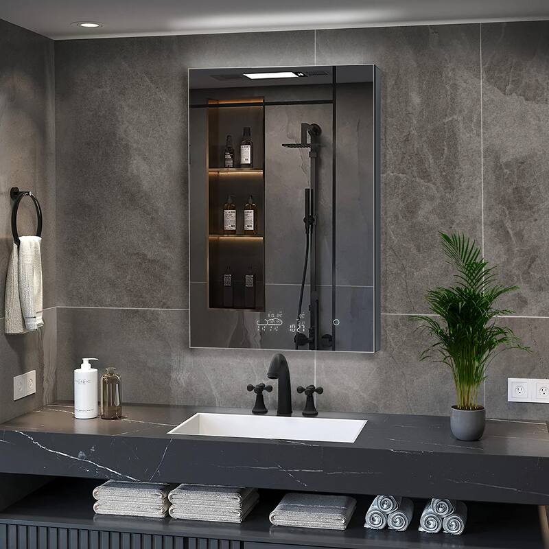 Savera 30 in. Surface-Mount LED Mirror Medicine Cabinet with Defogger - 24 in. X 36 in.