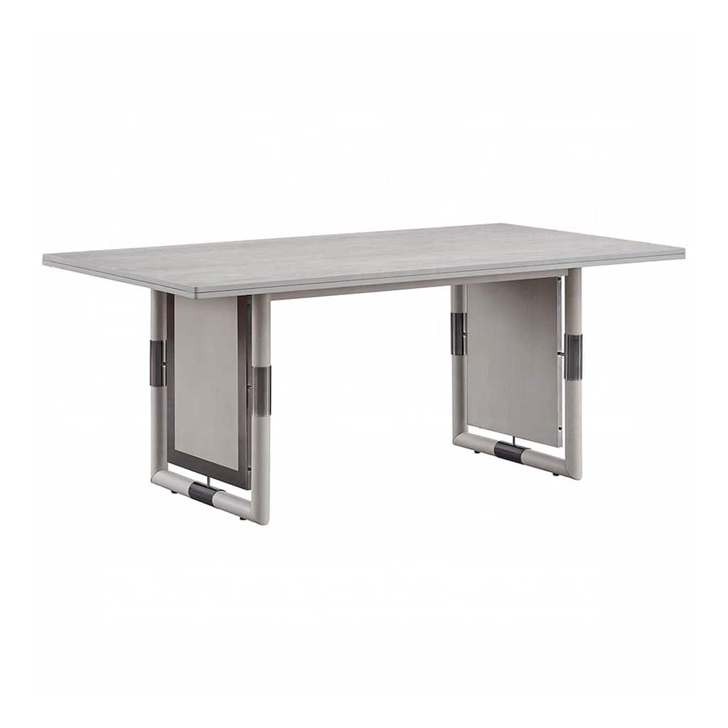 Rectangular Wooden Dining Table with U-shaped Base in Natural Finish