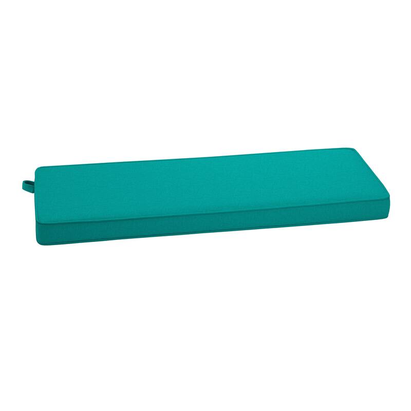 ARDEN Foam Outdoor Double Welted Bench Cushion, 48 x 18 - Heathered Teal Woven Solid