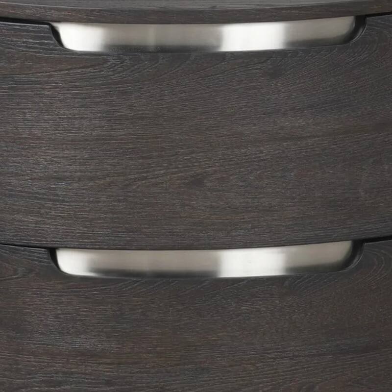 Osko Nightstand, 2 Storage Drawers, Black Poplar Wood, Nickel Trim