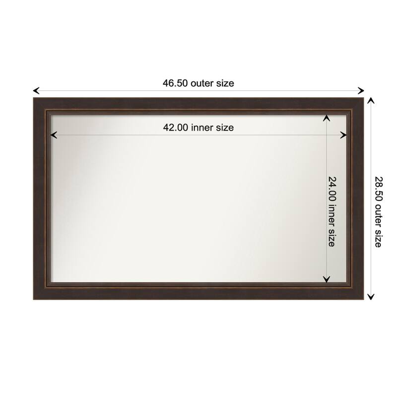 Lara Bronze Framed Non-Beveled Custom Wall Mirror, Bathroom Vanity Mirror - Outer Size: 46.5 x 28.5