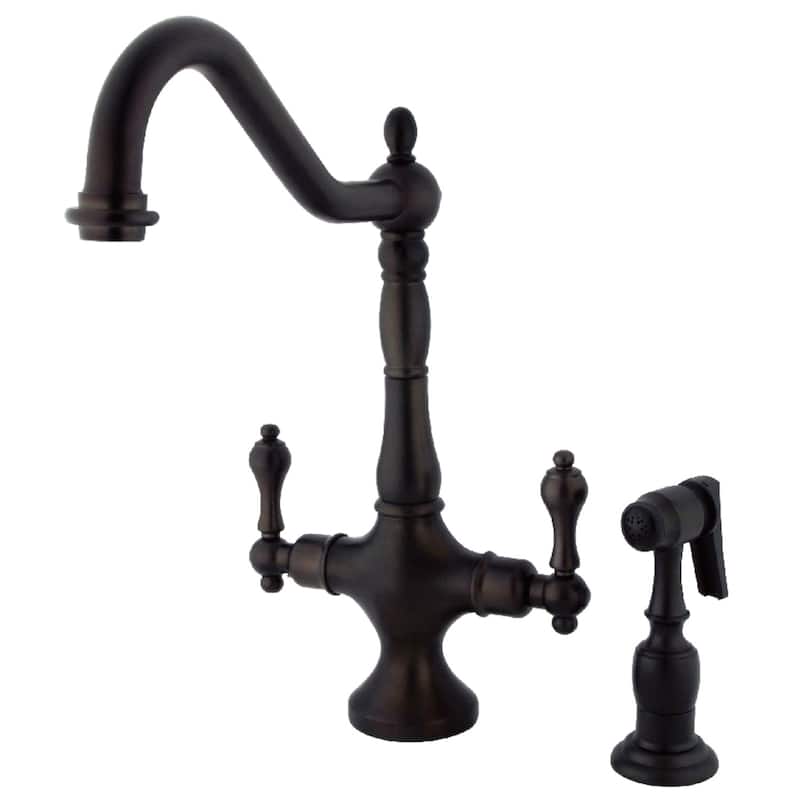 Heritage 2-Handle Kitchen Faucet with Brass Sprayer - Oil Rubbed Bronze