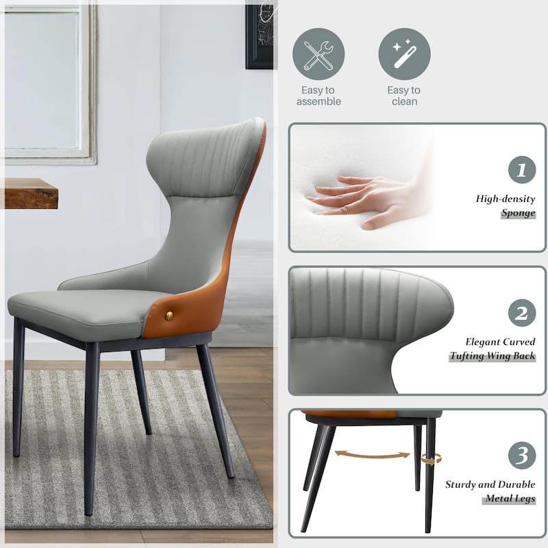 Modern Wingback Dining Chairs Accent Chair Armless Chair with Tufted Back (Set of 2)