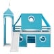 preview thumbnail 3 of 11, Twin Size Bunk Bed with Slide Blue Tent and Tower - Blue