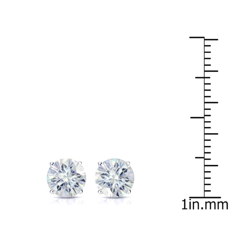Auriya 1 1/2ctw Round Moissanite Stud Earrings Platinum 4-Prong Basket - 5.9 mm