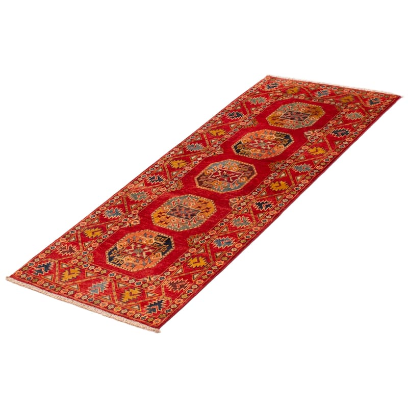 ECARPETGALLERY Hand-knotted Uzbek Ghazni Red Wool Rug - 2'8 x 6'5