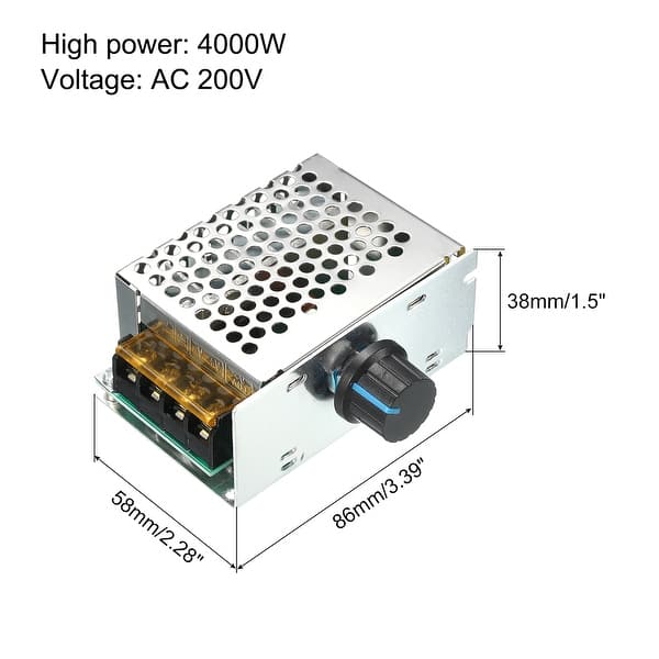 AC 4000W220V HighPower Thyristor, Electronic Voltage Regulator w Fuse 86x58x38mm Bed Bath