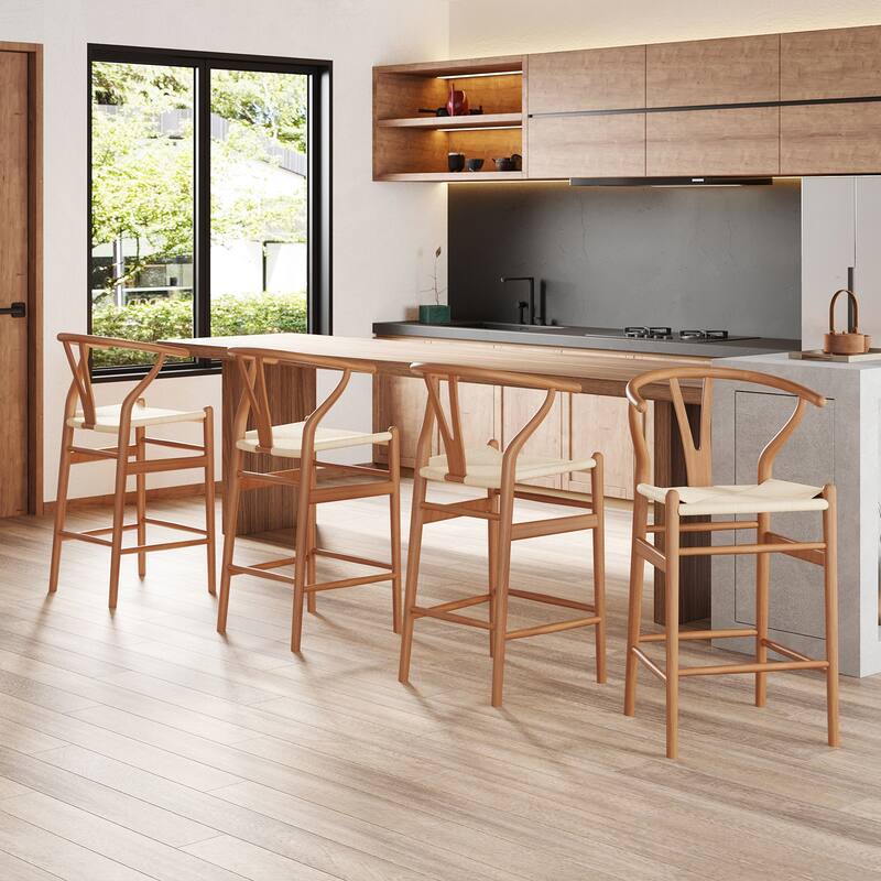 Weave Counter Height Bar Stools, Fully Assembled Rattan Bar Chairs for Kitchen Island,1pc