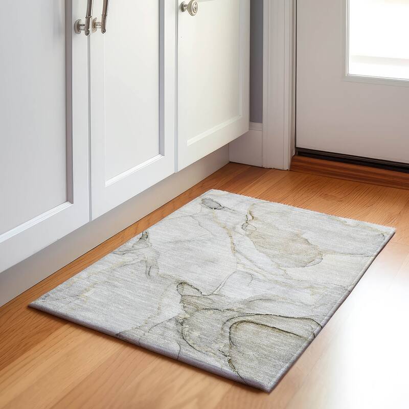 Premium Washable Super Soft Abstract Contemporary Mayfield Rug - Beige - 1' 8" x 2' 6" - Rectangle