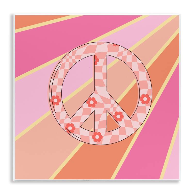 Stupell Beaming Floral Peace Symbol Wall Plaque Art Design By Jesse Keith - 12 x 12