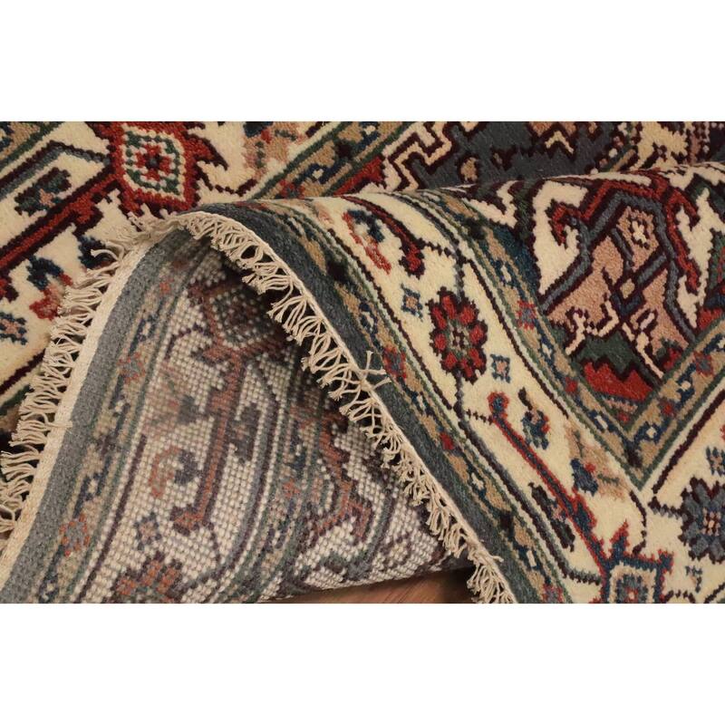 Hand Knotted Oriental 100% Wool Carpet Traditional Medallion Greys & Charcoal Heriz (serapi) Area Rug - 5' 9'' X 4' 1''