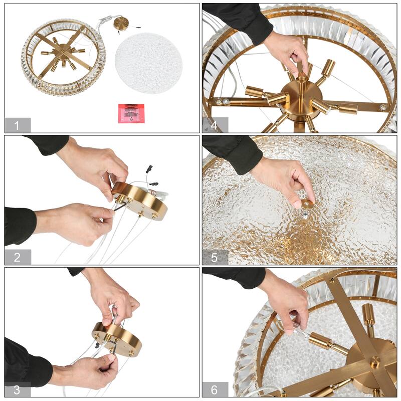 Modern Gold 10-Light Crystal Drum Chandelier for Living Dining Room