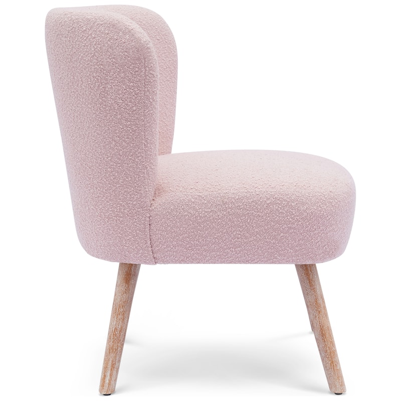 Boucle Polyester Upholstered Armless Accent Chair - Stain Resistant (Set of 2)