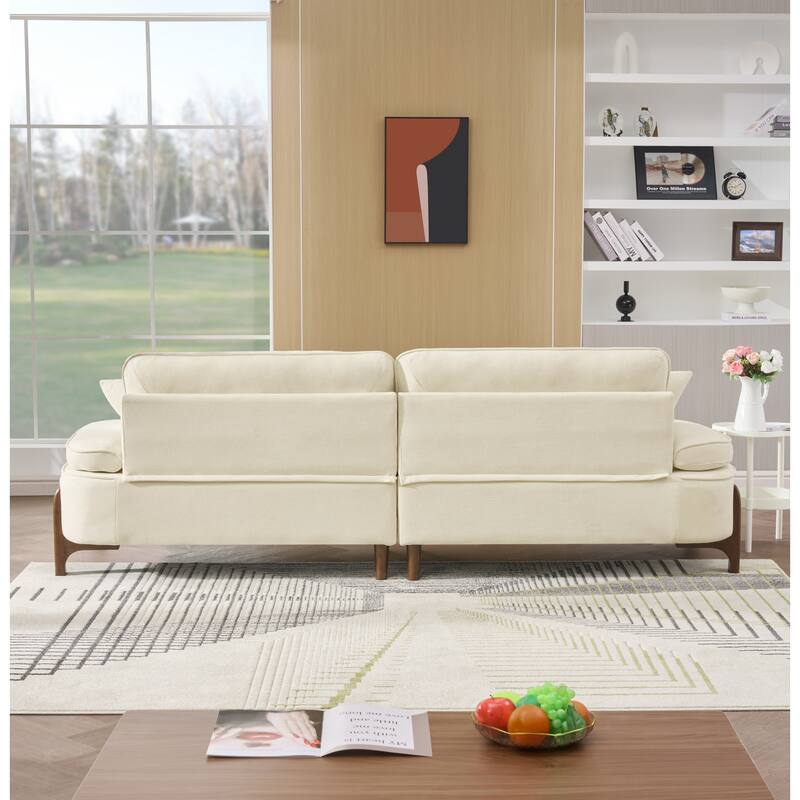 103" Foam 3-Seater Sofa with 4 Pillows, Solid Wood Frame, 600lb Capacity