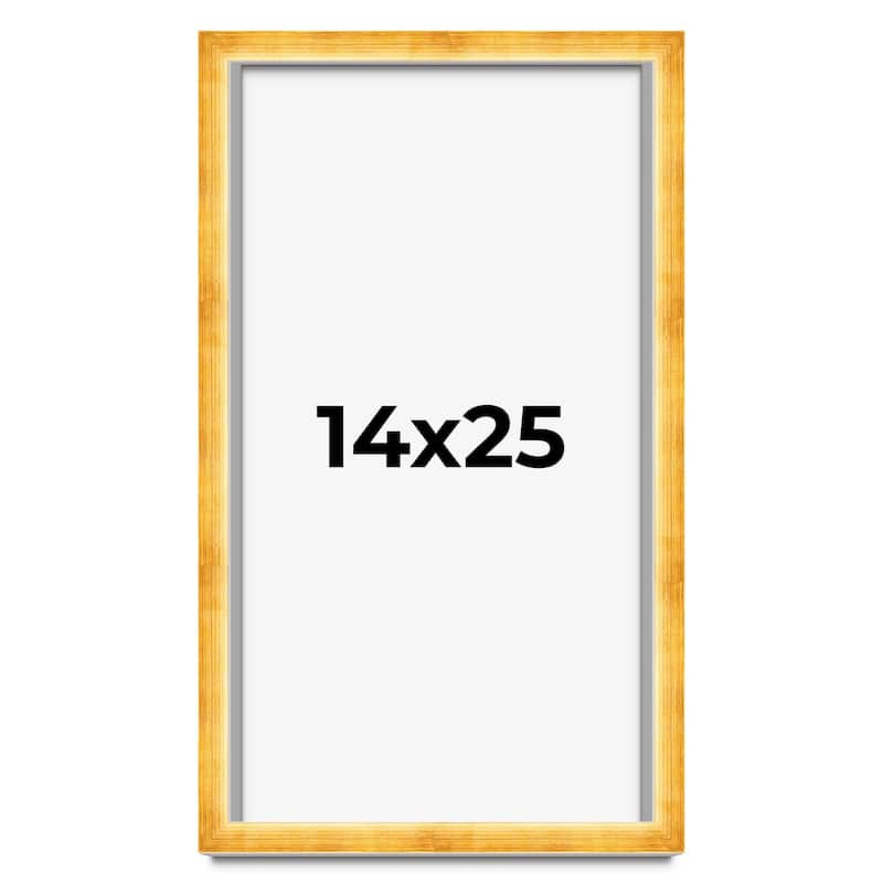 14x25 Shadow Box Frame Gold | 1.625 Inches Deep Real Wood Traditional