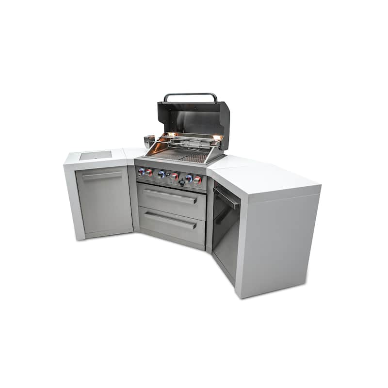 Mont Alpi MAi400-D45 4-Burner U-Shaped 45° Corner Black Stainless Steel Modular Outdoor Kitchen Barbecue Island Grill - N/A
