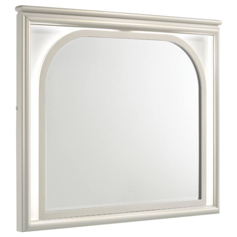 Ory Dresser Mirror, Touch LED Lighting, Pearl White Wood, 36 Inch - Pearl White