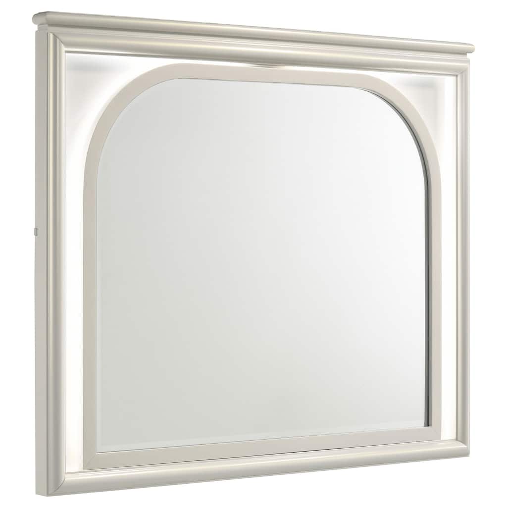 Ory Dresser Mirror, Touch LED Lighting, Pearl White Wood, 36 Inch - Pearl White