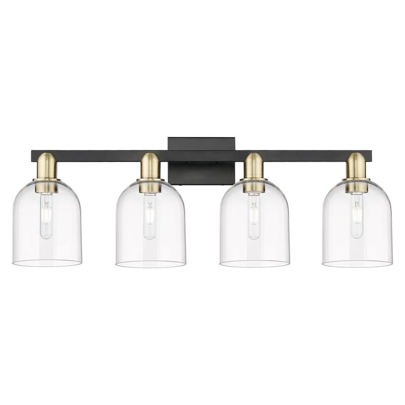 Innovations Lighting Endless Possibilities Arcadia - Bella - 4 Light 33" Bath Vanity Light - Clear/Black Antique Brass