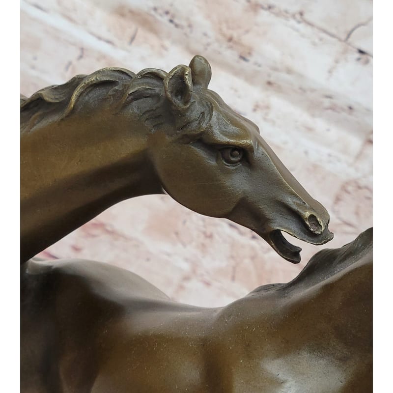 Dynamic Bronze Imitative Horse Duo – Elegant Rearing Stallions Sculpture