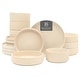 preview thumbnail 15 of 16, Gibson Elite Deerfield 16-Piece Stoneware Dinnerware Set - Stackable Plates and Bowls, Reactive Glaze Finish, Service for 4