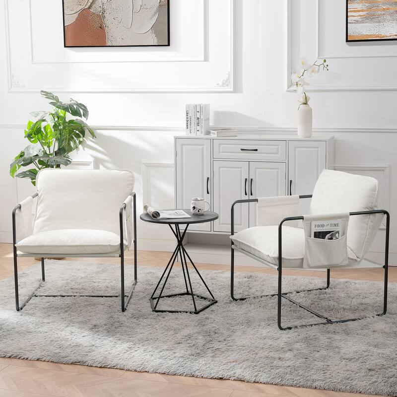 2 Sets 1 Case, Upholstered hanging armchair with arm pocket metal frame