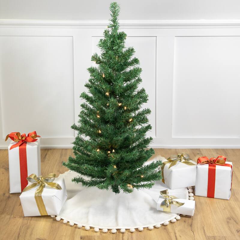 3' Green Medium Niagara Pine Artificial Christmas Tree - Clear Lights - 3 Foot