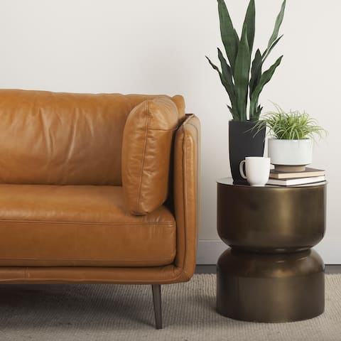 Catriona Dark Gold Iron Hourglass-Shaped Accent Table - 17.0L x 17.0W x 20.0H