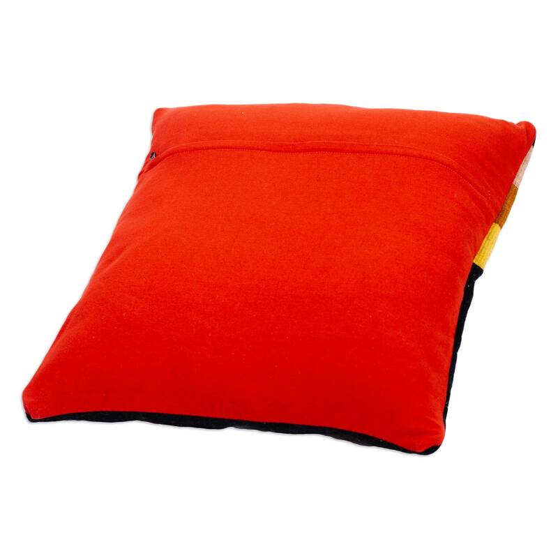 Novica Handmade Zapotec Lightning Wool And Cotton Cushion Cover