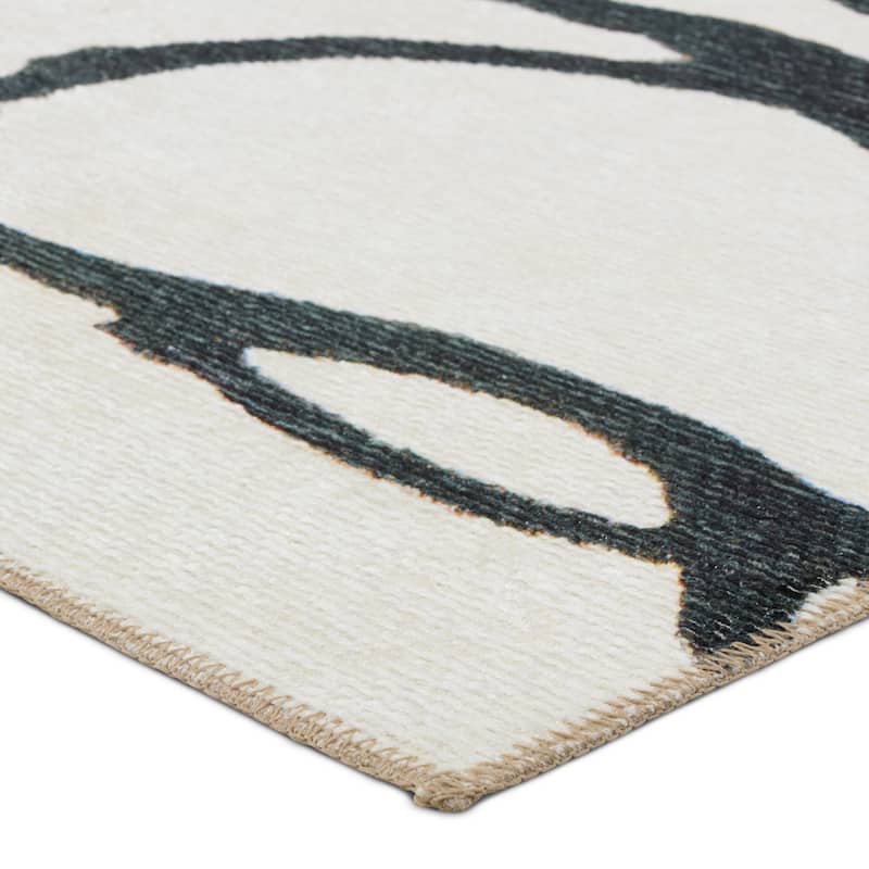Sonic Machine Washable Abstract White/ Gray Area Rug