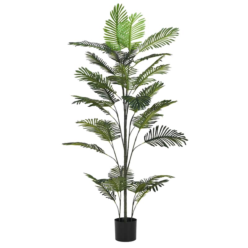 86" Pre-potted Artificial Palm Tree with Black Plastic Pot