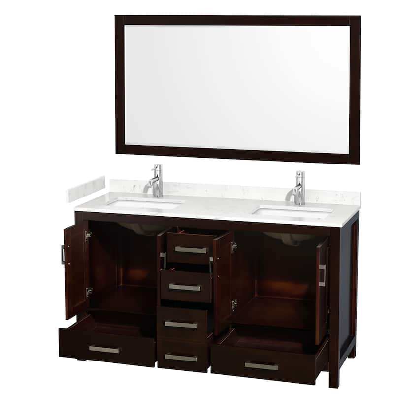 Sheffield Bathroom Vanity Set, Cultured Top, 58-Inch Mirror