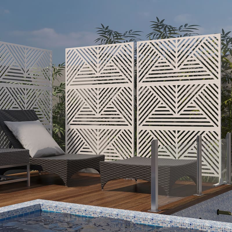 Outdoor Privacy Screen with Stand for Patio Garden Metal Fence