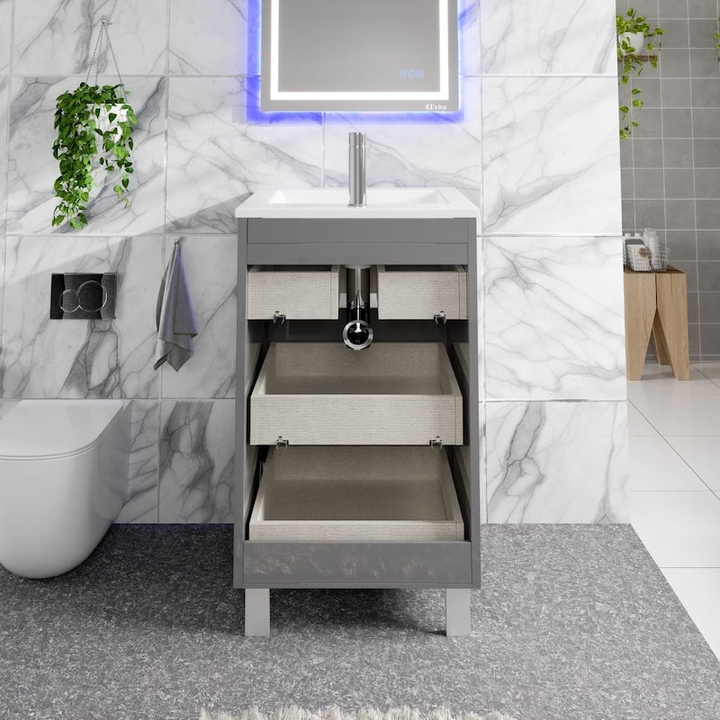Eviva Deluxe 24"W Bath Vanity with White Porcelain Integrated Sink