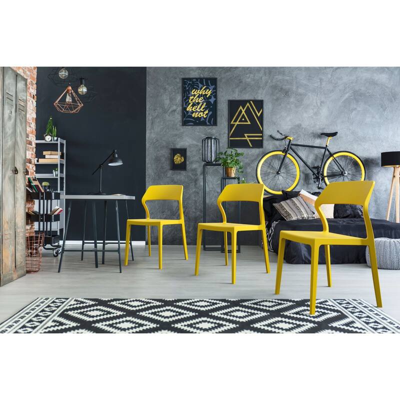 32.75" Yellow Solid Patio Dining Chair