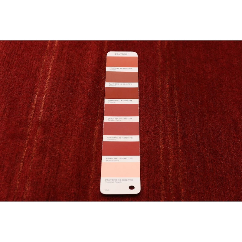 ECARPETGALLERY Hand-knotted Opulence Red Viscose, Wool Rug - 11'8 x 11'6